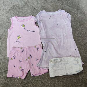 Carter's Girls 2 PJ Sets Size 3T Pink Purple Cotton Summer Sleepwear Loungewear